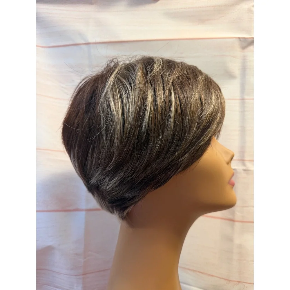 Brown, blonde, red pixie wig